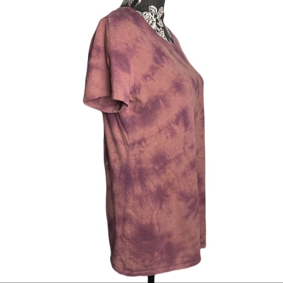 VS Victoria’s Secret PINK Perfect Tee Tie Dye Short Sleeve Purple Brown Medium - Picture 2 of 8